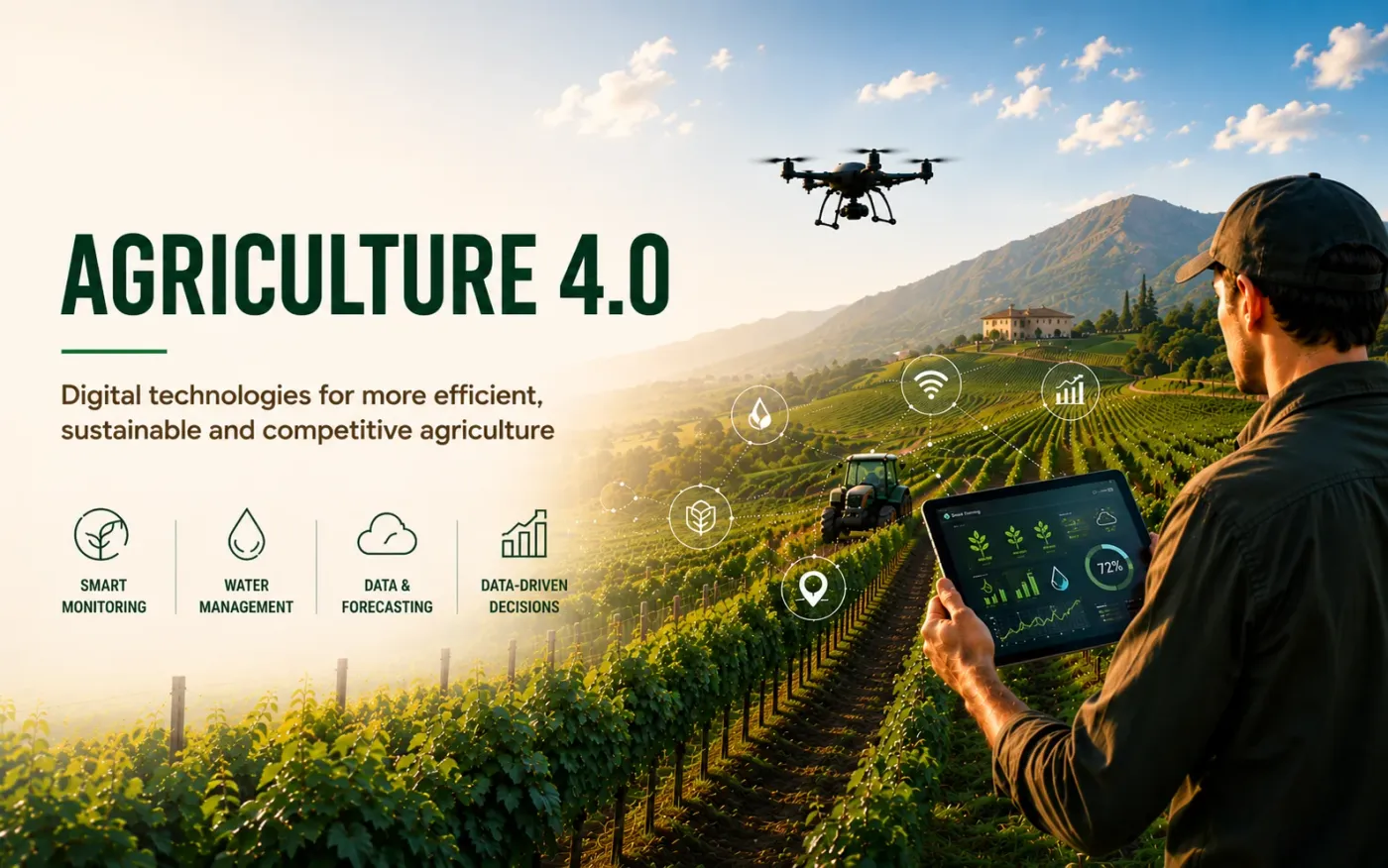 Agriculture 4.0 in Sicily, in Italy, in Europe: emerging technologies and climate risk mitigation